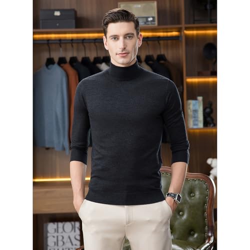 Men's 100% Wool Turtleneck Sweaters Warm in Autumn and Winter Highneck Pullover Sweaters3