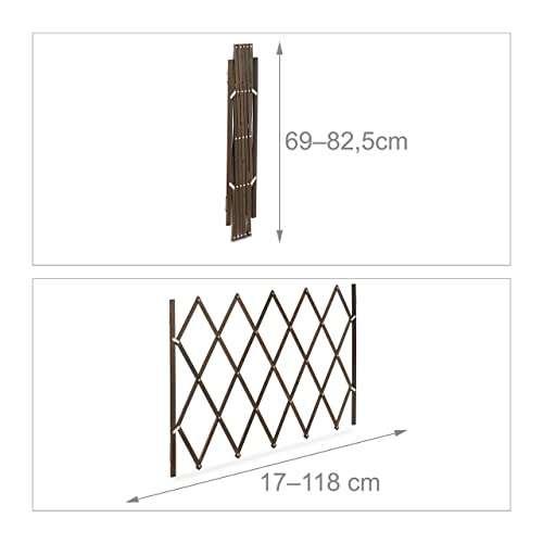 Relaxdays Hundeabsperrgitter, ausziehbar bis 118 cm, 69-82,5 cm hoch, Bambus, Hunde Schutzgitter für Treppe & Tür, braun