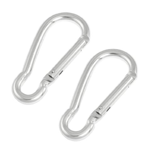 uxcell 2 Pcs Silver Tone Aluminum Spring Loaded Keyring Buckles Carabiners