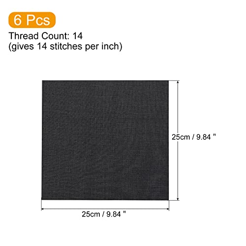 Image of PATIKIL 14 Count Cross Stitch Cloth 10 inch x 10 inch, 6 Pack Embroidery Cotton Fabric for DIY Needlework, Black