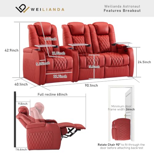 Image of Weilianda Home Theater Seating, Top Grain Leather Movie Theater Chair