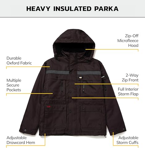 Caterpillar Men's Heavy Insulated Parka (Regular and Big & Tall Sizes), Graphite, Small