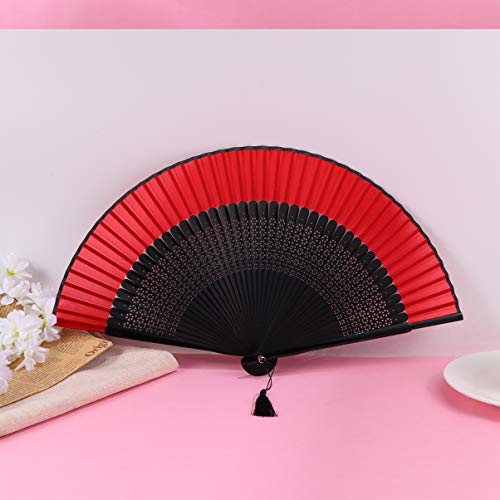 STOBOK Ventiladores de Dobramento de Mão Com Moldura de Bambu Ventiladores de Dobradura de Seda Vent