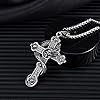 KONFEN Cross Necklace for Men Women, Stainless Steel Cross Skull Pendant Chain 70cm, Mens Big Crucifix Necklaces Hip Hop Punk Birthday Jewelry Gift for Man Women for Boys Girls (Silver) #1