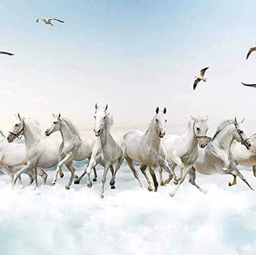 Poster Geant Mural Cheval Blanc Courant 250x175cm Geant Mural Enfant Chambre Garcon Fille Ado Décoration de La Maison Intissé Photo Poster Peinture Murale