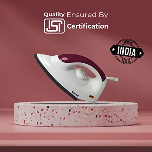 Image of BALTRA Smooth+Dry Iron Press 1000 Watt | Variable Temperature Control, Cool Touch Body, Light Weight, Easy Handle Grip, Cotton Braided Swivel Cord & Experience Wrinkle Free Ironing (Maroon)