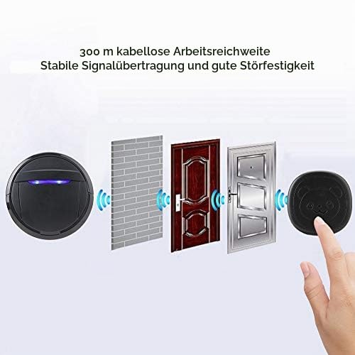 Hundetürklingel, Funk IP55 Wasserdichte Hundeklingel mit Touch Taste für das Hundetraining, Multifunktional Trainingsglocke Türklingel/SOS Anrufer enthalten 2 Sender 1 Empfänger(EU)