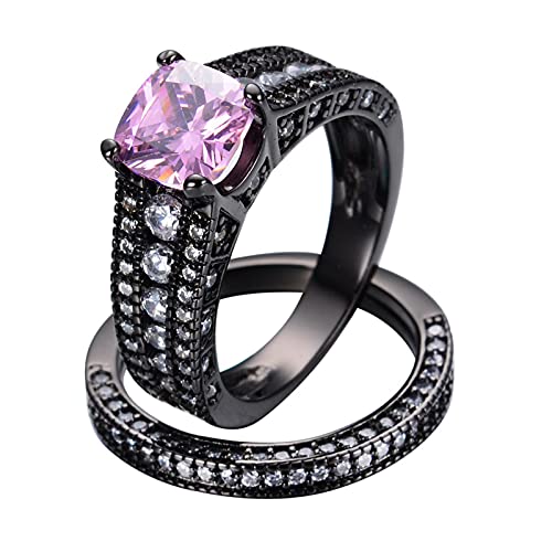 Bague double en zircon rose carré diamant Cover