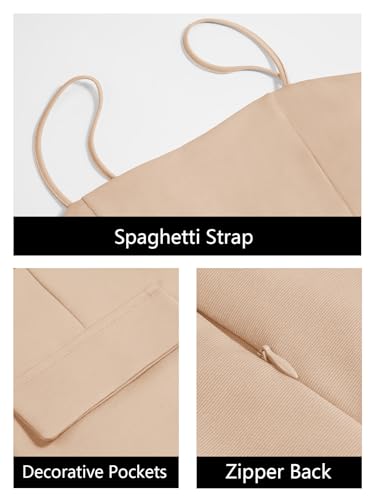 Image of Wenrine Womens Sleeveless Mini Dress Summer Spaghetti Strap Zipper Back Slim Fit Party A Line Dresses
