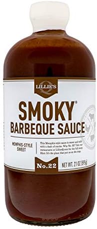 Lillie's Q - Smoky Barbeque Sauce, Gourmet BBQ Sauce, Sweet Brown Sugar BBQ Sauce, Mild Smoky Flavor, Premium Ingredients, Made with Gluten-Free Ingredients (21 oz)
