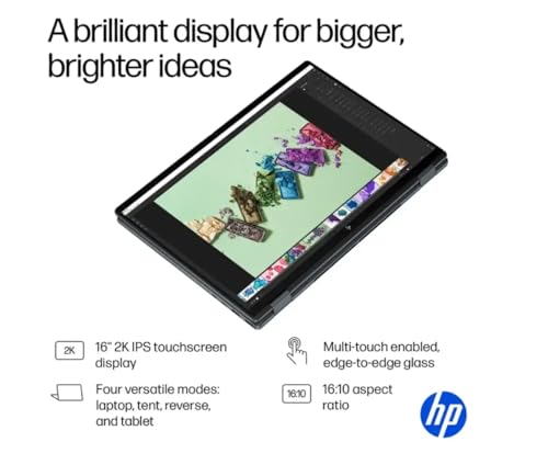 Image of HP 2025 OmniBook X Flip (Next Gen Envy x360) 2-in-1 Touchscreen Laptop (16 inch FHD+, Intel Core Ultra 7 256V, 16GB RAM, 1TB SSD, AI Copilot+ PC for Creator, Designer, Win 11 W /Stylus Pen