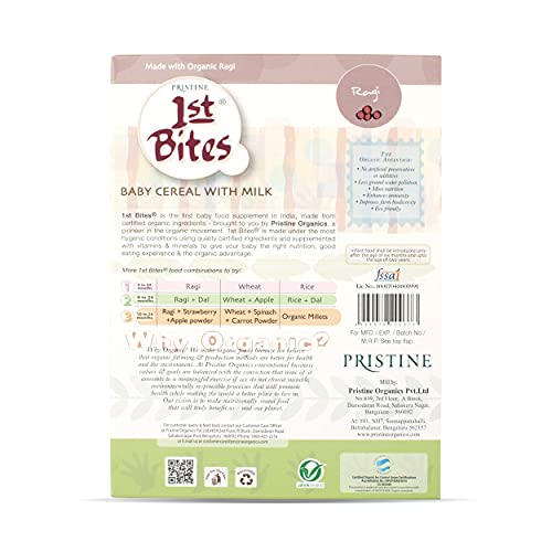 Image of Pristine 1st BITES Baby Cereal 300g | Baby Food (6-24 Months) Stage-1, 100% Organic Ragi | Infant Food