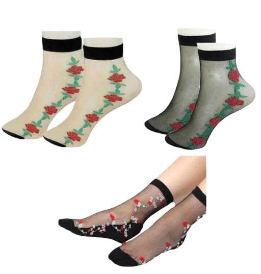 Trendy & Attractive Women's & Girls' Nylon Summer Ankle Socks | Printed Fashion Socks | Soft & Comfortable Daily | Green | Pack of 5 Pairs green free size-picture-38