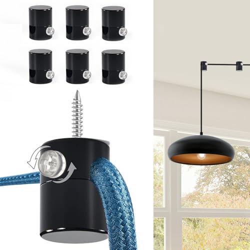 Adcssynd Ceiling Hooks for Hanging Lights, 6 Pack Black Swag Hooks Ceiling
