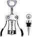 Ilyever Premium Stainless Steel Red Wine Beer Bottle Opener Wing Corkscrew Screwpull Cork Remover Accessories with One Pc Reusable Vacuum Wine Bottle Stoppers Set