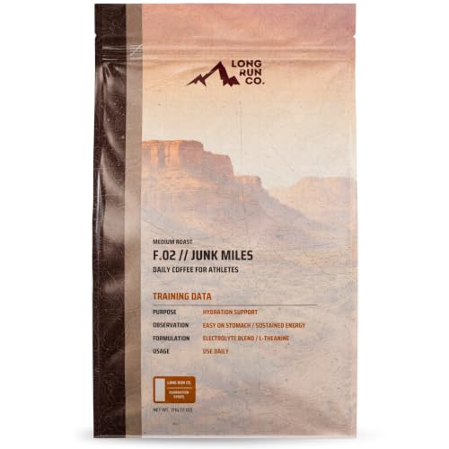 Image of Long Run Coffee - Daily Coffee for Athletes with Essential Electrolytes & L-Theanine - Hydration Protection + Easy on Stomach + Natural, Sustained Energy + Recovery for Runners and Athletes [Freshly Ground, Medium Roast]