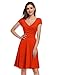 MISSKY Women's Short Sleeve V Neck Knee Length Swing Summer Dress (S,Orange)