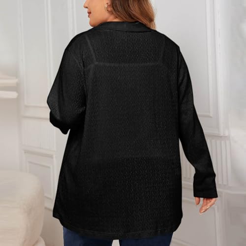 Plus Size Cardigan for Women 2025 Long Sleeves Open Front Lightweight Cardigan Draped Ruffles Knit Cardigan4