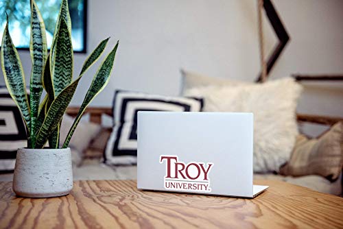 Image of Collegiate NCAA Car Decal Made from Premium Weatherproof Vinyl (Troy University Stacked)