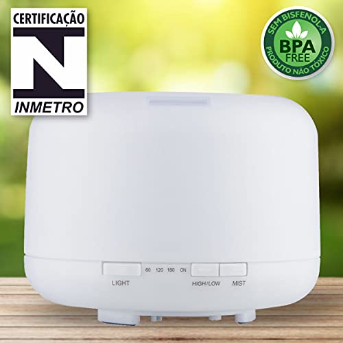 Difusor Aromaterapia Ultrassônico Led Cylindrical 500ml com controle