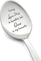 Presentes de aniversário de Natal para namorado, namorada, cada história de amor é linda colher para esposa marido, presente romântico de dia dos namorados para casais, colheres de chá de café de 20