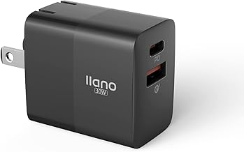 llano 30W PD Charger, Type C Rapid Charger, iPhone 14 Charger (Super Si, 2-Port USB-A & USB-C, Foldable, Small Rapid Charger), Compatible with PD3.0, QC3.0 Support, PPS Standards Compliant, PSE