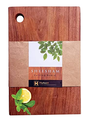 Image of Hutson Sheesham Wood Antibacterial Reversible Cutting Board for Kitchen (14 inch x 9 inch x 0.75 inch) - Heavy Duty Wooden Chopping Board for Vegetables, Meat & Fruits, Natural Food Safe Finish