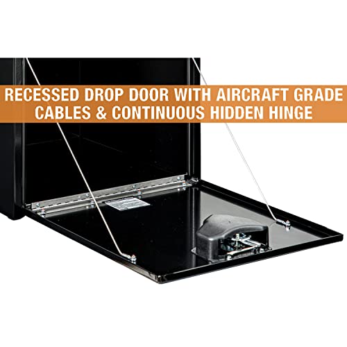 Image of Buyers Products 1702305 Black Steel Underbody Truck Tool Box - 18 x 18 x 36 Inch - Truck Bed & Underbelly RV Storage Box, Locking T-Latch, Weather-Resistant, Heavy-Duty Flatbed Job Box, Made in USA
