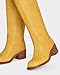 MUCCCUTE Knee High Boots for Women Campus Boots Yellow Banana Square Toe Wide Calf Tall Chunky Block Low Heel Long Botas Pull On Size 9