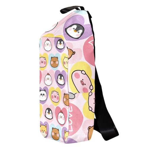 Sac à dos bandoulière cœur animaux mignons multicolore - 3