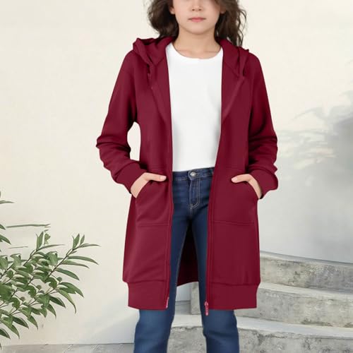 Hoodies for Teen Girls Lightweight Long Zip Up Hooded Sweatshirts Youth Fall Fashion Oversized Long Sleeve Jackets4