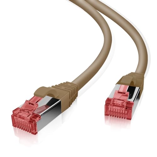 helos GRS zertifiziertes Cat 6a Patchkabel mit Cat 7 Rohkabel TPE braun 3,0m