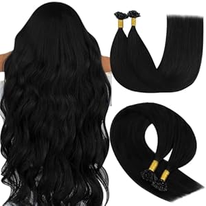 YoungSee Extensions Echthaar Bondings 50 cm Bonding Extensions Echthaar Schwarz U Tip Hair Extensions 1g Remy Keratin Bondings Echthaar Glatt Bonding Haarverlängerung Bondings Echthaar 50g 1