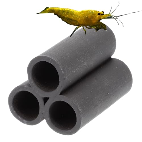 Aquariendeko Pyramide 3er XL Garnelenröhre Aquarium Deko Garnelen Garnelenhöhle Krebshöhle Welsröhre Laichröhre Keramik Ton schwarz