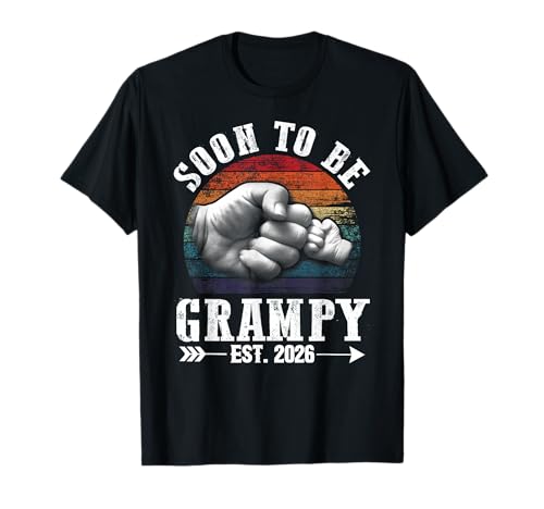Mens Soon to be Grampy 2026 Retro Pregnancy Announcement Dad T-Shirt