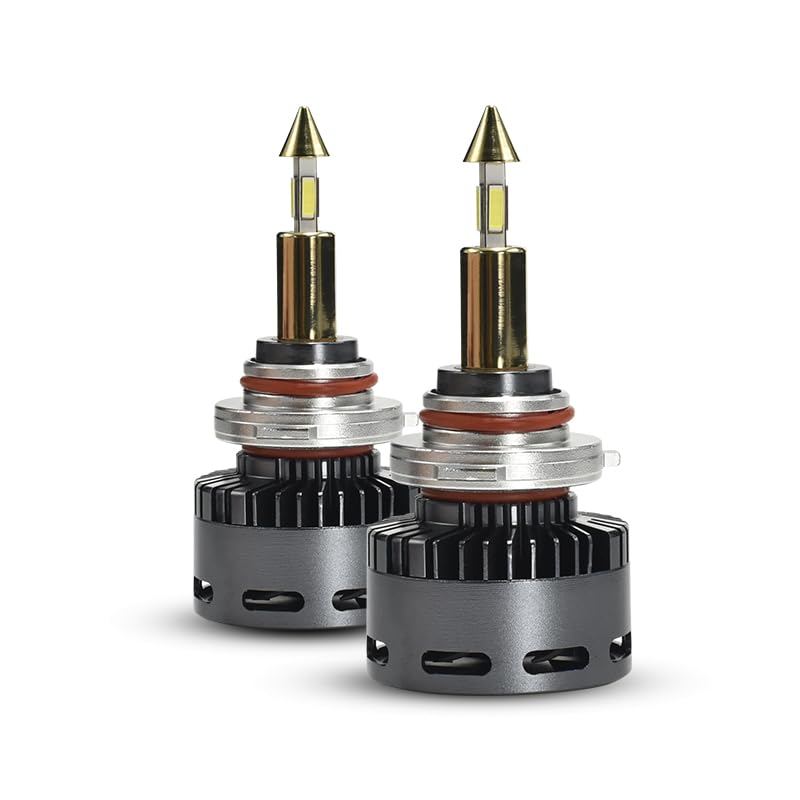 JEYEFFE 360 GOLD Lampadine LED Auto 30000 Lumen 55W 6000K — Faro LED 360° con Ventola, Plug&Play IP68, Monoled, Sostituzione 1:1 per Lampade Alogene, Per Fari Lenticolari, Alta Luminosità (9012 HIR2)