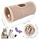 Katzentunnel,Faltbar Spieltunnel mit Spielball,25 * 50cm Katzenspielzeug,Knisternder Rascheltunnel für Alle Katzen Kaninchen Welpen und Kleine Tiere Tunnel Katze(Khaki)