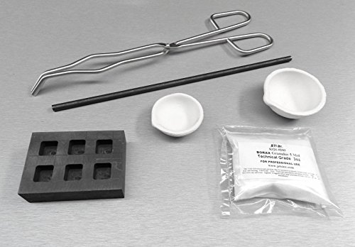 Gold Silver Melting Kit Melt & Pour 1Oz Bars Crucible -Tong - Rod -Borax & Ingot (Lz 2.1 Fre) #TOP1