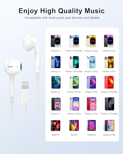 Image of Wired Lightning Headphones for iPhone 14 13 12 Pro Max[Apple MFi Certified]