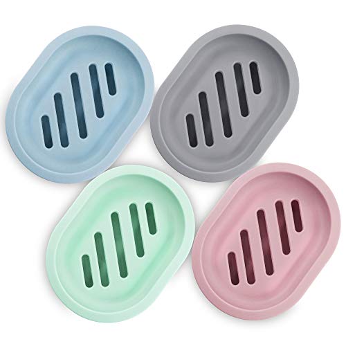 DAGONGREN Soap Dish with Drain, Pack of 2 Bar Soap Holder for Shower, Bathroom, Toilet (Grey)