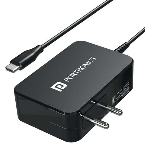 Image of Portronics 90W Zion 90 PD Fast Charging Laptop Adaptor with in Built Type C Cable, PPS Technology, 1.5m Cable Length, Compatible with Laptops, Smartphones, Tablets, MacBooks, iPads (Black)