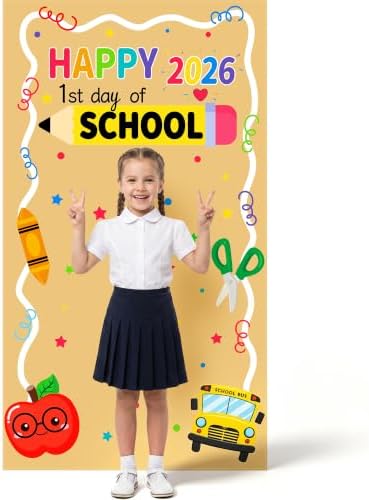 First Day of School Banner Backdrop Decorations 2026, 35x63 Inch