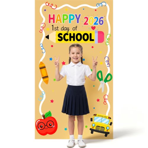 First Day of School Banner Backdrop Decorations 2026, 35x63 Inch