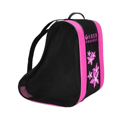 Perfeclan Bolsa de Patinaje, Unisex Transpirable, Bolsa de Transporte, Correa de Hombro Ajustable, Bolsa de Almacenamiento, Accesorios para Patines, Rosado