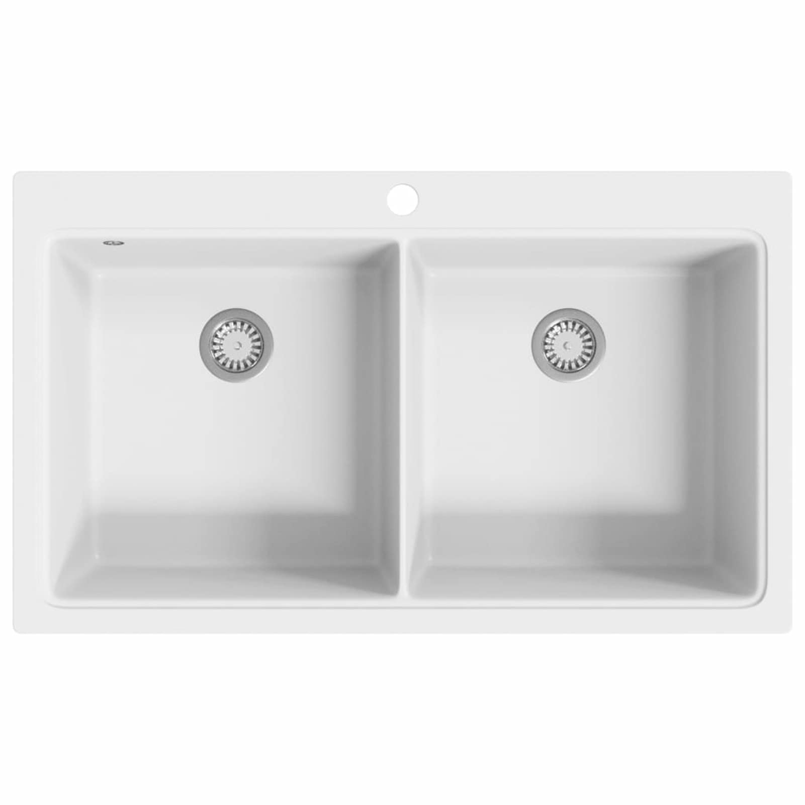 Fregadero encastrable de granito blanco crema de dos cubetas, ShGaxin Fregadero Bajo Encimera, Picas De Cocina, Fregadero Encimera