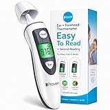 iProven Ear and Forehead Thermometer for Adults Kids and Baby - 2-in-1 Ear and Forehead, 1-Second Readings, Fever Alert Color Indicator, 20 Memory Recall - Family Digital Thermometer for Home Use