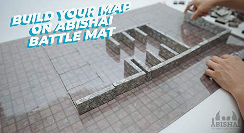 Modular Dungeon Wall System - Stone Walls Tabletop 28mm Miniatures Role Playing Game - DND Role Play - Battle Grid Mat Accessory - Dungeons and Dragons Maps