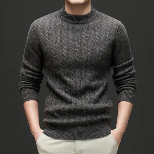 Men’S Casual Thick Wool Pullover Sweater Long Sleeve Mock Neck Solid Warm Knit Jumper Tops4