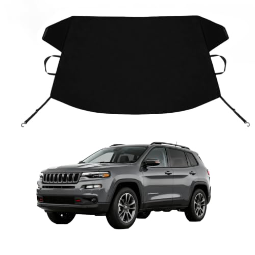 Image of Cherokee Custom Windshield Cover for Ice and Snow JEE-p Cherokee Heavy Duty 600D Oxford Fabric Windshield Protector Fit Waterproof Frost Snow Cover Winter Car Accessories