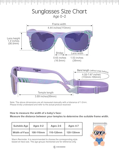 Image of COCOSAND Flexible Polarized Baby Sunglasses with Strap | UV Protection, Bendable, For Toddler Infant Newborn Girl Boy, Age 0-24 Months